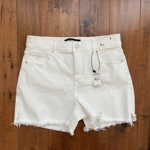 Express high rise white shorts